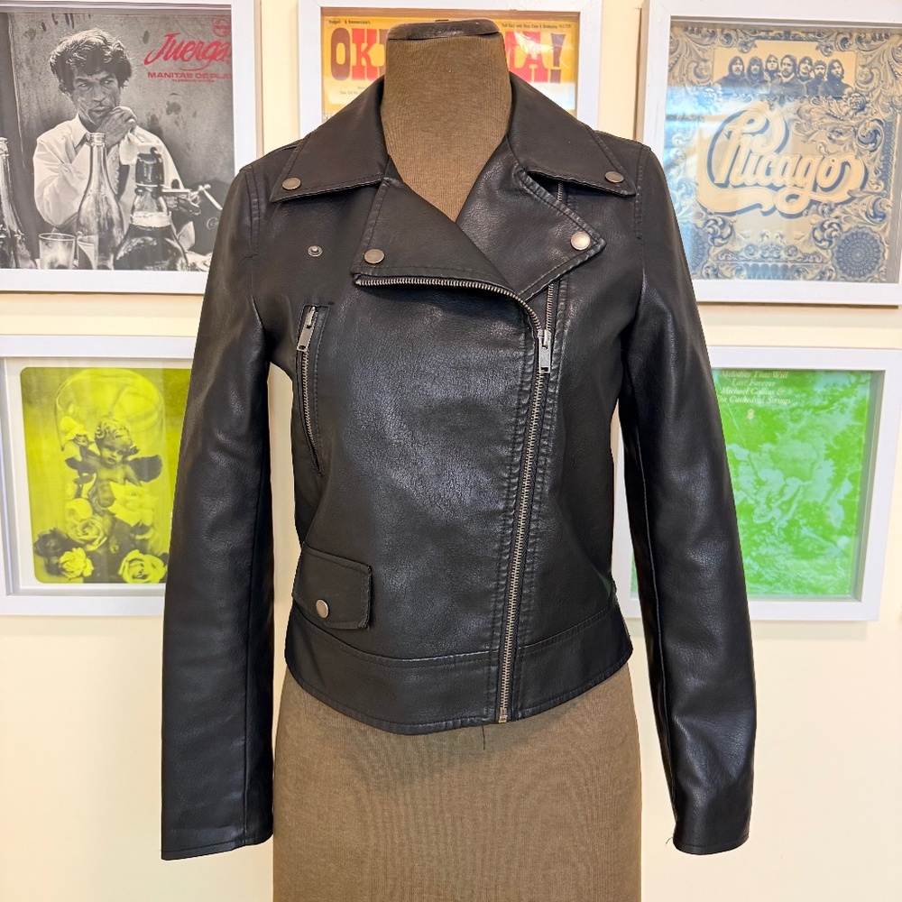 🖤 Black Faux Leather Biker Jacket 🖤